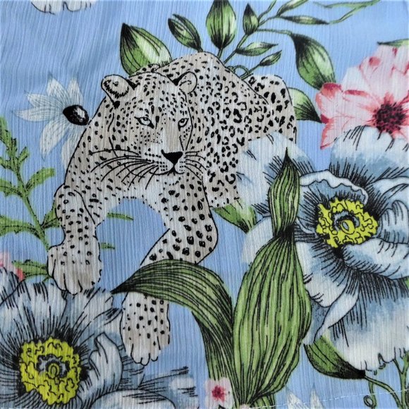 H M Dress Fit Flare V Cheetah Floral Blue Mini S - Picture 8 of 10